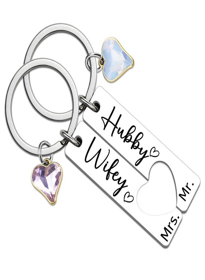 MOEXUKO Mr and Mrs Gifts Engagement Gifts for Women Wedding Gift for Newlyweds Hubby and Wifey Keychain for Bride Groom Bridal Shower Gift for Bride Newly Couple Anniversary Wedding Shower Keyring - Image 1
